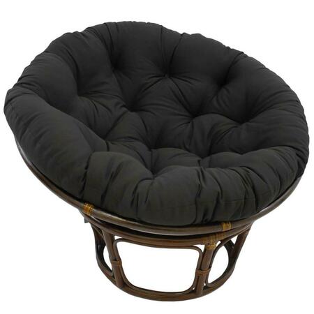 INTERNATIONAL CARAVAN 42 in. Rattan Papasan Chair with Solid Twill Cushion, Black 3312-TW-BK